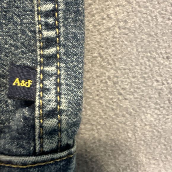 Abercrombie & Fitch Denim Jacket Womens Size Small Zip Up Blue Jean Y2K - Picture 6 of 8